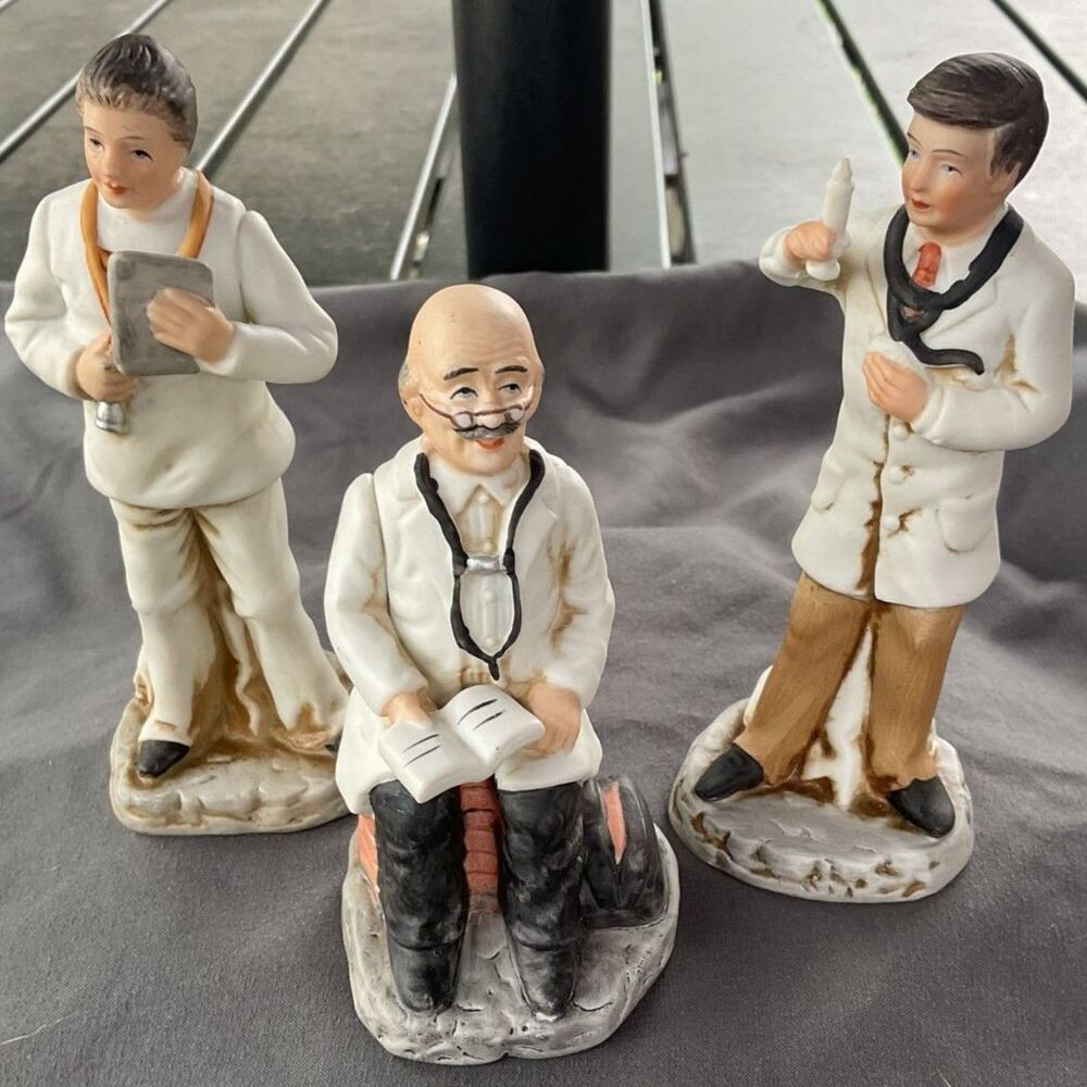 Vintage Ayerst Dresden Lace Porcelain Miniature Doctors